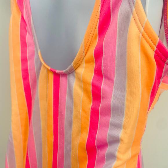 Cat & Jack Ruffled Striped One-Piece Swimsuit - Size Medium - Picture 6 of 8